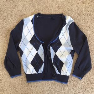 Cropped navy cardigan with 3/4 sleeves